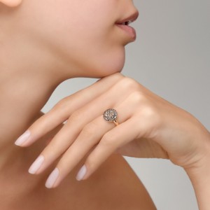 Anello Sabbia - Oro Rosa 18kt, Diamante Brown