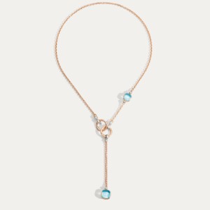 Collier Nudo - Or Blanc 18kt, Or Rose 18kt, Diamant, Topaze Bleue