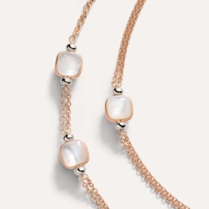 Nudo Necklace - White Gold 18kt, Rose Gold 18kt, Mother-of-pearl, White Topaz